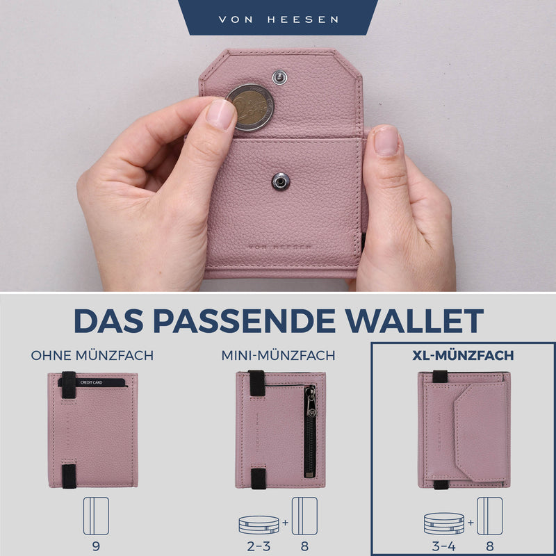 Slim Wallet mit RFID-Schutz, 5 Kartenfächer und XL-Münzfach