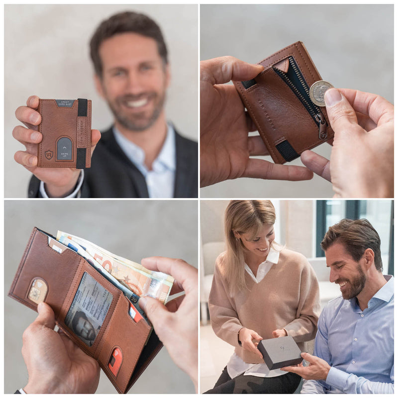 Whizz Wallet mit RFID-Schutz, 5 Kartenfächern und Mini-Münzfach (cognac)