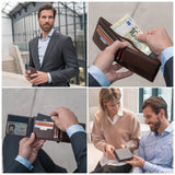 Geldbörse im Querformat mit RFID-Schutz und 13 Kartenfächer (braun)
