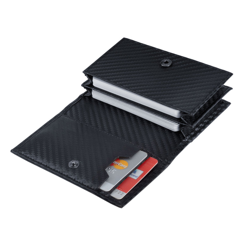 Visitenkartenetui mit RFID-Schutz und 6 Kartenfächern (carbon)