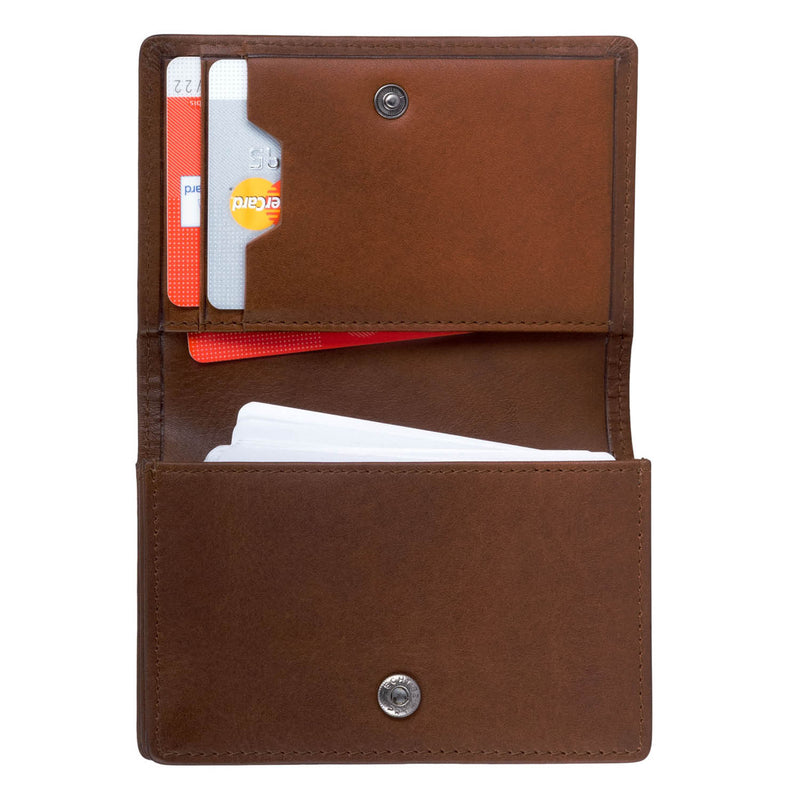 Visitenkartenetui mit RFID-Schutz und 6 Kartenfächern (cognac)