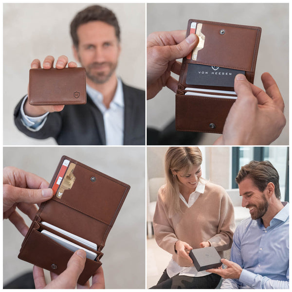 Visitenkartenetui mit RFID-Schutz und 6 Kartenfächern (cognac)