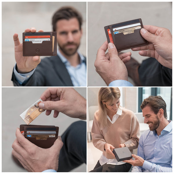 Kartenetui mit RFID-Schutz und 9 Kartenfächern (braun)