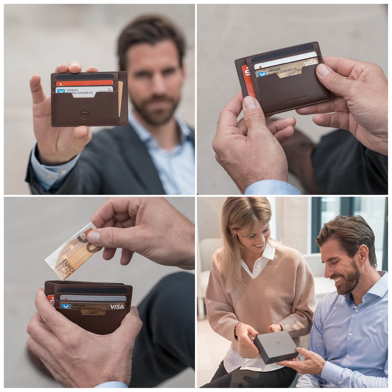 Kartenetui mit RFID-Schutz und 9 Kartenfächern (braun)