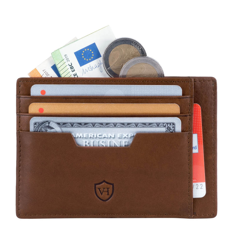Kartenetui mit RFID-Schutz und 9 Kartenfächern (cognac)