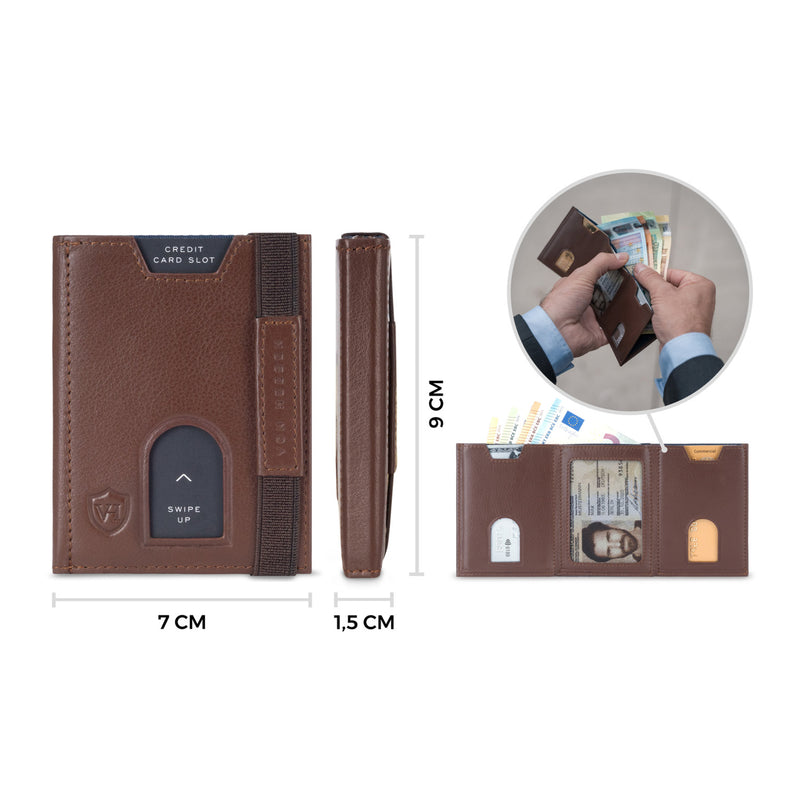 Whizz Wallet mit RFID-Schutz und 6 Kartenfächern (braun)