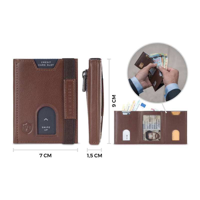Whizz Wallet mit RFID-Schutz, 5 Kartenfächern und Mini-Münzfach (braun)