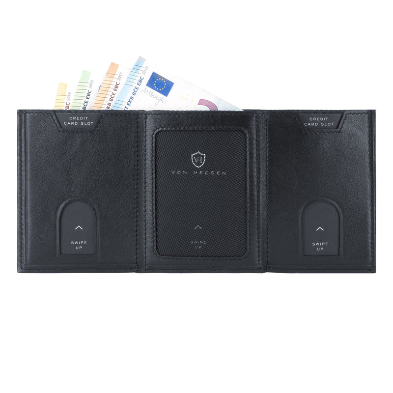 Whizz Wallet mit RFID-Schutz, 5 Kartenfächern und Mini-Münzfach (schwarz)