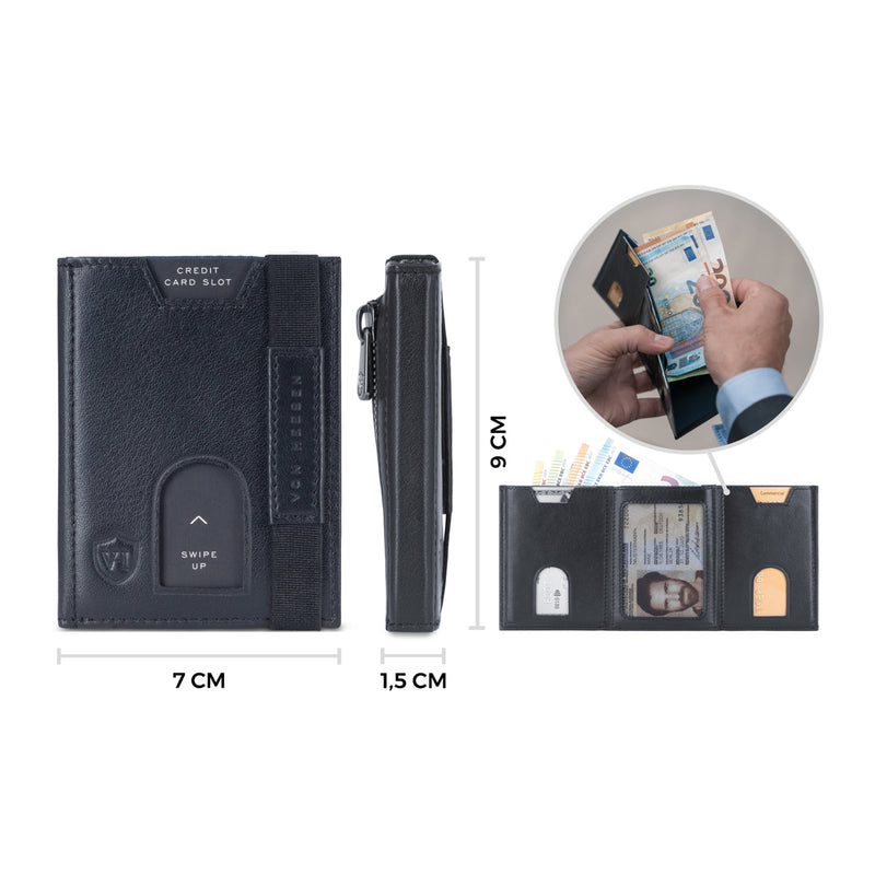 Whizz Wallet mit RFID-Schutz, 5 Kartenfächern und Mini-Münzfach (schwarz)