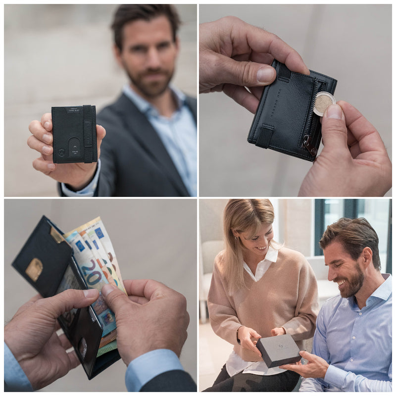 Whizz Wallet mit RFID-Schutz, 5 Kartenfächern und Mini-Münzfach (schwarz)