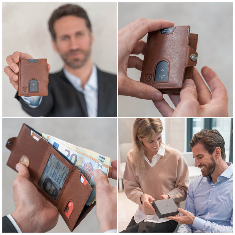 Whizz Wallet mit RFID-Schutz und 6 Kartenfächern (cognac)
