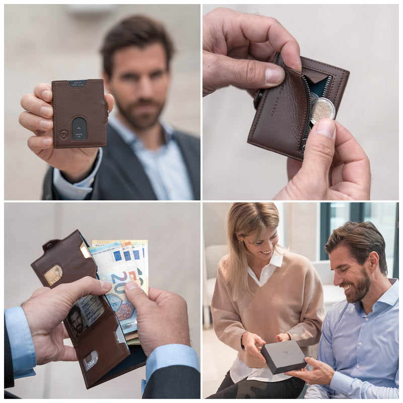 Whizz Wallet mit RFID-Schutz, 5 Kartenfächern und Mini-Münzfach (braun)
