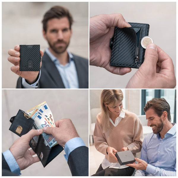 Whizz Wallet mit RFID-Schutz, 5 Kartenfächern und Mini-Münzfach (carbon)