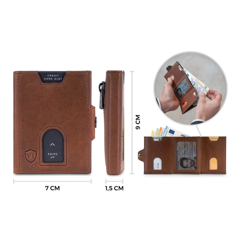 Whizz Wallet mit RFID-Schutz, 5 Kartenfächern und Mini-Münzfach (cognac)