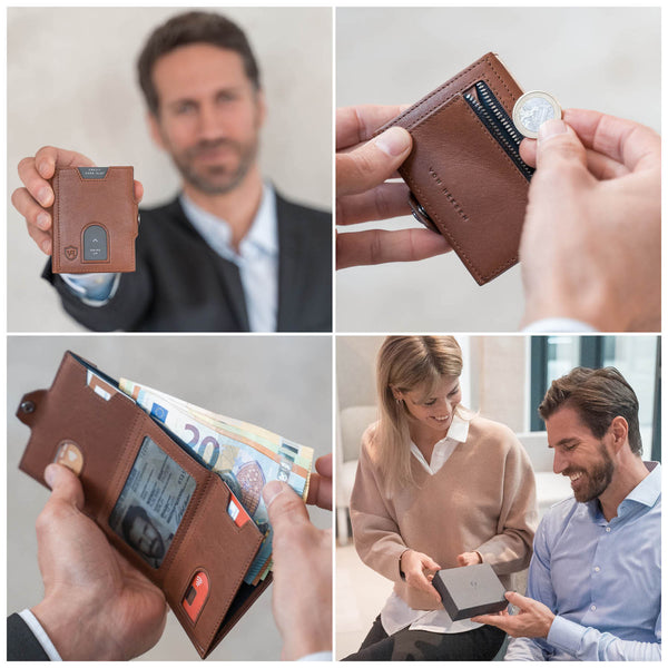Whizz Wallet mit RFID-Schutz, 5 Kartenfächern und Mini-Münzfach (cognac)