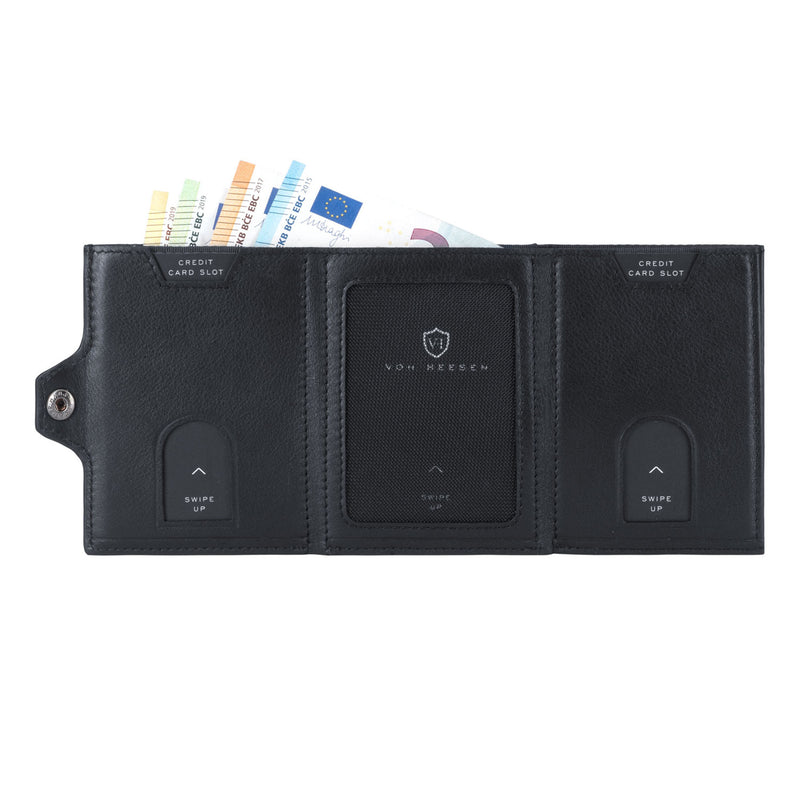 Whizz Wallet mit RFID-Schutz, 5 Kartenfächern und Mini-Münzfach (schwarz)