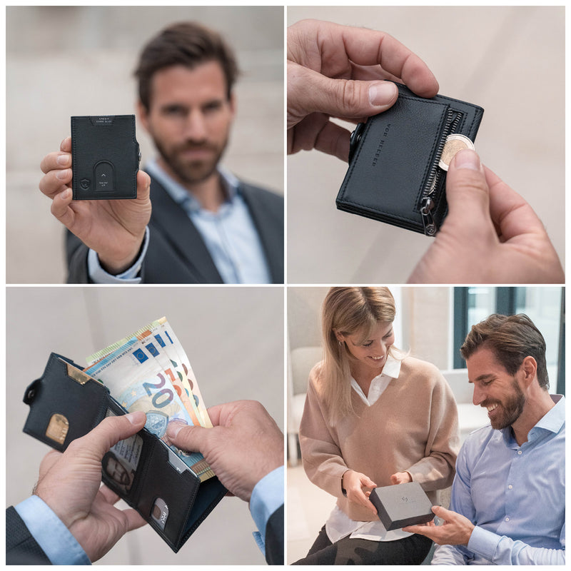 Whizz Wallet mit RFID-Schutz, 5 Kartenfächern und Mini-Münzfach (schwarz)