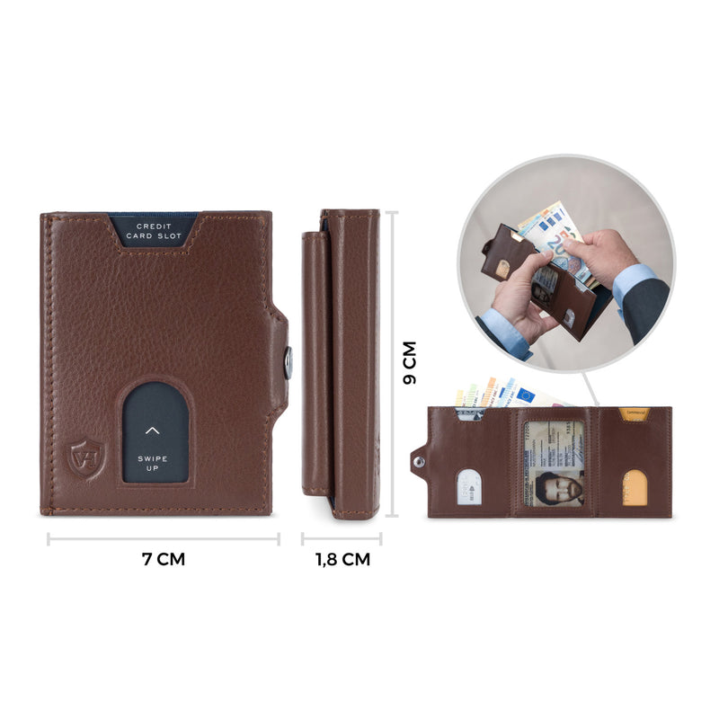 Whizz Wallet mit RFID-Schutz, 5 Kartenfächern und XL-Münzfach (braun)