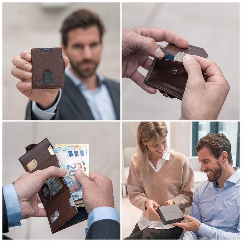 Whizz Wallet mit RFID-Schutz, 5 Kartenfächern und XL-Münzfach (braun)