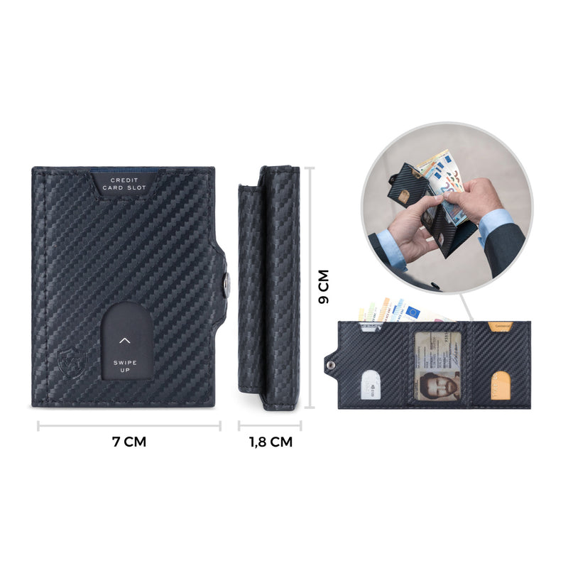 Whizz Wallet mit RFID-Schutz, 5 Kartenfächern und XL-Münzfach (carbon)