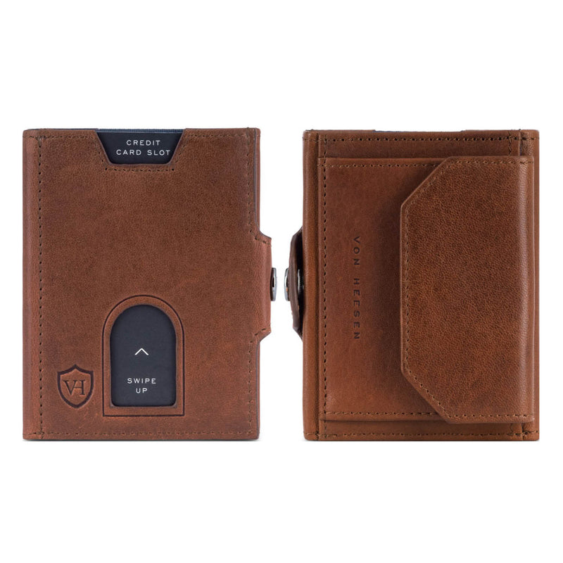 Whizz Wallet mit RFID-Schutz, 5 Kartenfächern und XL-Münzfach (cognac)