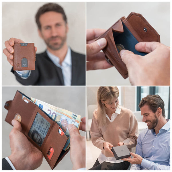 Whizz Wallet mit RFID-Schutz, 5 Kartenfächern und XL-Münzfach (cognac)