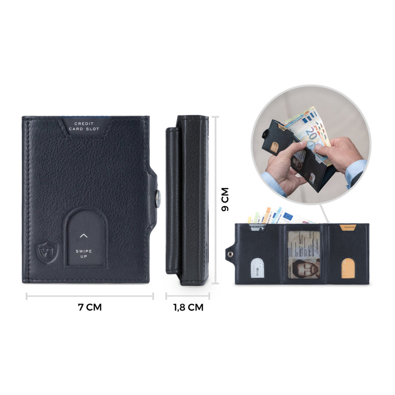 Whizz Wallet mit RFID-Schutz, 5 Kartenfächern und XL-Münzfach (schwarz)