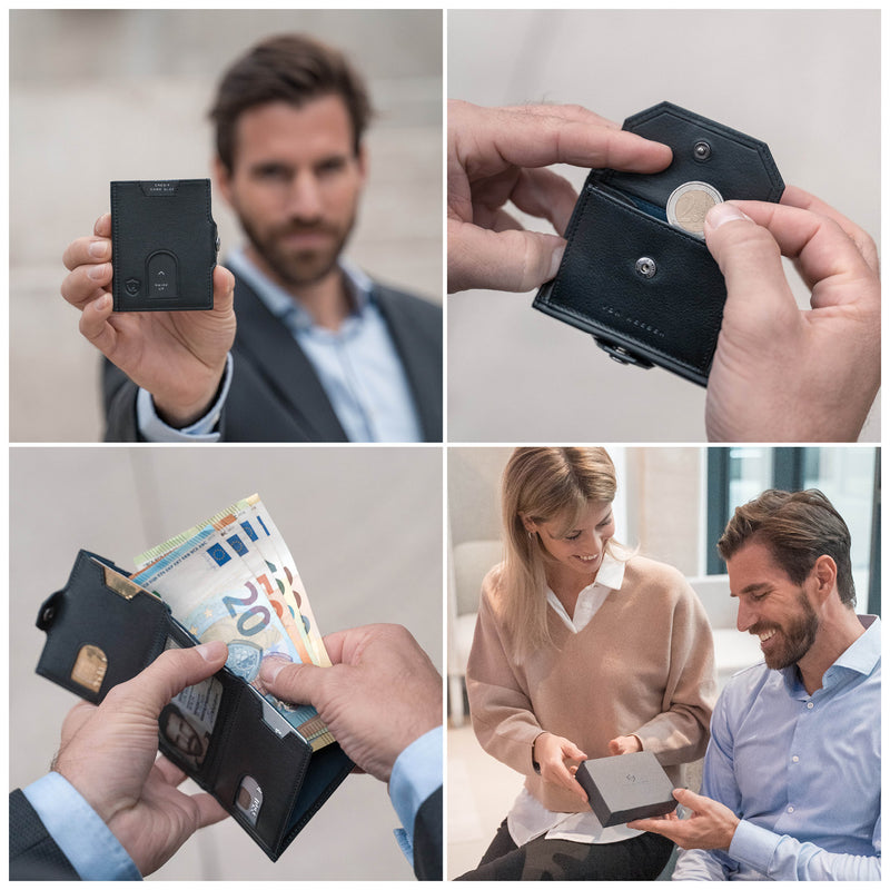 Whizz Wallet mit RFID-Schutz, 5 Kartenfächern und XL-Münzfach (schwarz)