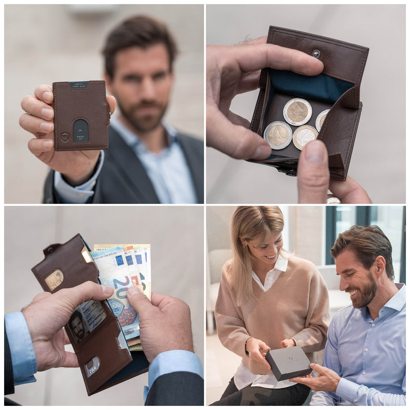 Whizz Wallet mit RFID-Schutz, 5 Kartenfächern und XXL-Münzfach (braun)
