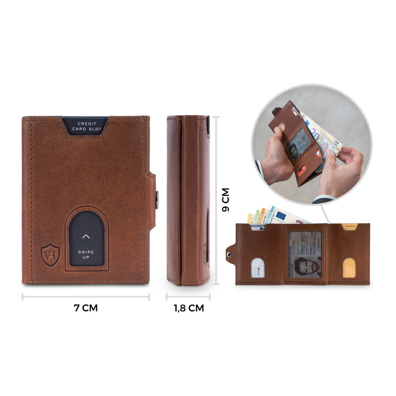 Whizz Wallet mit RFID-Schutz, 5 Kartenfächern und XXL-Münzfach (cognac)