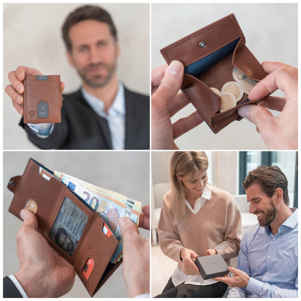 Whizz Wallet mit RFID-Schutz, 5 Kartenfächern und XXL-Münzfach (cognac)
