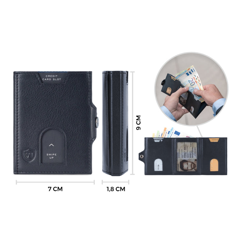 Whizz Wallet mit RFID-Schutz, 5 Kartenfächern und XXL-Münzfach (schwarz)