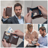 Geldbörse mit RFID-Schutz, 8 Kartenfächern und XXL-Münzfach (braun)
