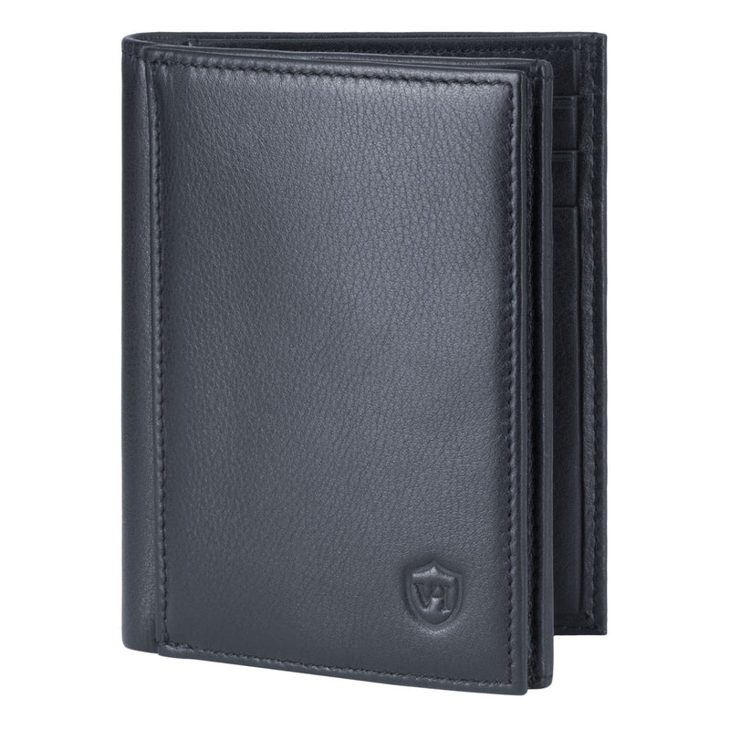 Geldbörse mit RFID-Schutz, 8 Kartenfächern und XXL-Münzfach (schwarz)